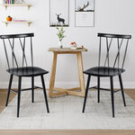 Lot de 2 chaises de salle à manger en métal lot de 2 chaises de cuisine modernes avec haut dossier et siège incurvé embouts antidérapants noir 20_0004892