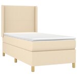 vidaXL Sommier à lattes de lit matelas et LED Crème 90x200 cm Tissu