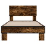 vidaXL Cadre de lit chêne fumé 90x190 cm bois d'ingénierie et métal