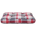 vidaXL Coussin de palette motif à carreaux rouge 60x40x12 cm tissu