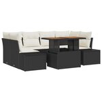 vidaXL Ensemble de salle à manger de jardin 7 pièces avec coussins en poly rattan noir et acacia