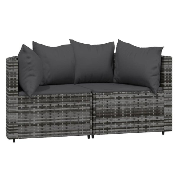 vidaXL Canapés d'angle de jardin et coussins 2 Pièces gris résine tressée