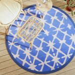 vidaXL Tapis d'extérieur bleu et blanc Ø160 cm PP