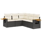 vidaXL Salon de jardin 5 Pièces avec coussins noir résine tressée
