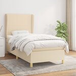 vidaXL Sommier à lattes de lit avec matelas Crème 100x200 cm Tissu