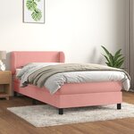vidaXL Sommier à lattes de lit avec matelas Rose 90x200 cm Velours
