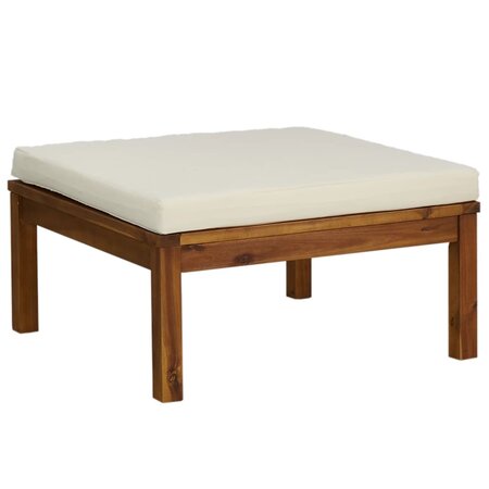 vidaXL Repose-pied avec coussin blanc crème Bois d'acacia massif