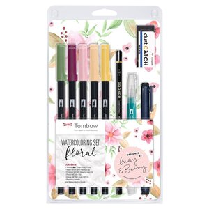 Set Water Coloring aquarelle Floral 5 feutres + Kit TOMBOW
