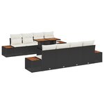 vidaXL Set de Salle à Manger de Jardin 9 Pièces avec Coussins Noir Poly Rattan Acacia
