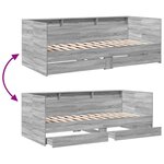 vidaXL Lit de jour avec tiroirs sans matelas sonoma gris 100x200 cm