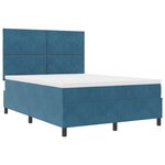 Lit à ressorts vidaXL avec matelas bleu foncé 140x190 cm velours