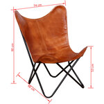 vidaXL Chaise papillon Marron Cuir véritable