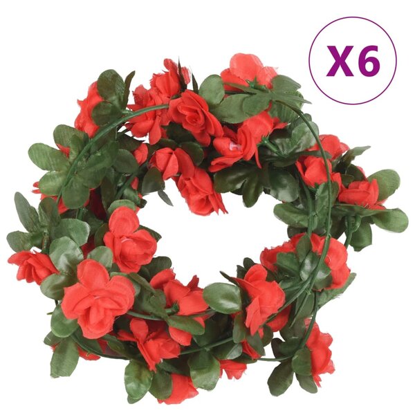 vidaXL Guirlandes de fleurs de Noël 6 Pièces rouge 250 cm