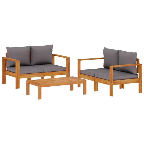 vidaXL Salon de jardin avec coussins 3 Pièces bois massif d'acacia