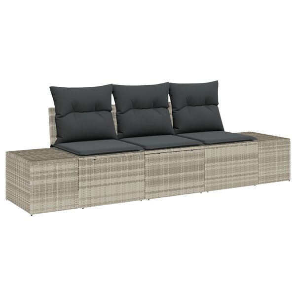 vidaXL Ensemble de canapé de jardin 3 pièces avec coussins gris clair rattan PE