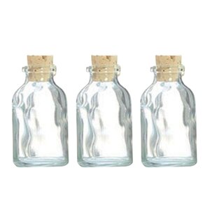 3 mini bouteilles en verre 6 cm avec bouchon liège