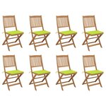 vidaXL Chaises pliables d'extérieur et coussins lot de 8 Bois d'acacia