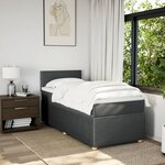vidaXL Sommier à lattes de lit avec matelas Gris foncé 90x200 cm Tissu
