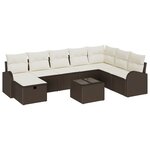 vidaXL Ensemble de Canapé de Jardin 9 pièces avec Coussins Marron Rattan Poly