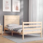 vidaXL Cadre de lit avec tête de lit 90x200 cm bois massif