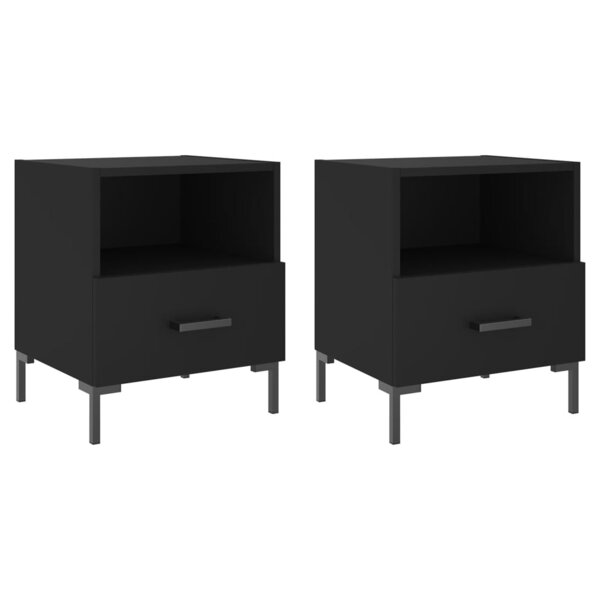 vidaXL Tables de chevet 2 Pièces noir 40x35x47 5 cm bois d’ingénierie