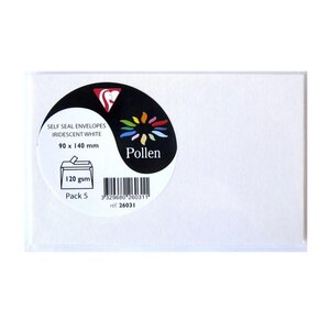 Sachet de 5 enveloppes 90x140 blanc irisé CLAIREFONTAINE