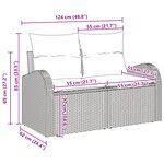 vidaXL Canapé de jardin 7 pièces avec coussins en rotin noir