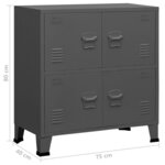 vidaXL Coffre de rangement industriel Anthracite 75x40x80 cm Acier