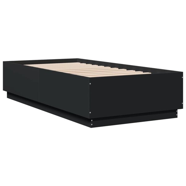 vidaXL Cadre de lit noir 75x190 cm bois d'ingénierie