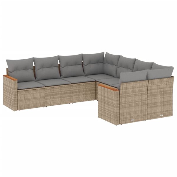 vidaXL Salon de jardin avec coussins 8Pièces mélange beige résine tressée