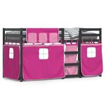 vidaXL Lit superposé avec rideaux rose 90x190 cm bois pin massif