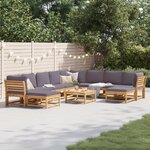 vidaXL Salon de jardin avec coussins 11 Pièces bois massif d'acacia