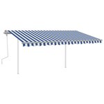 vidaXL Auvent manuel rétractable avec LED 4 5x3 5 m Bleu et blanc