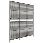 vidaXL Cloison de séparation 3 panneaux gris résine tressée