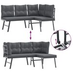 vidaXL Ensemble de bancs de jardin avec coussins 3 Pièces noir