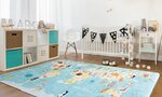 Tapis enfant MONDE 100 x 160 cm - Bleu