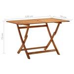 vidaXL Table de jardin pliable 120x70x75 cm Bois d'acacia massif