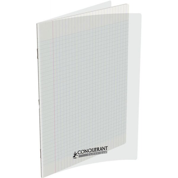 Cahier 140 pages seyès 90 g  couverture polypropylène incolore  format 24 x 32 cm CONQUERANT