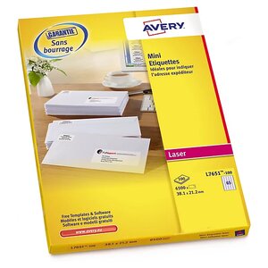 Étiquette mini-format avery 38 1x21 2 mm (lot de 6500)