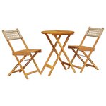 vidaXL Ensemble de bistro 3 Pièces beige résine tressée et bois massif