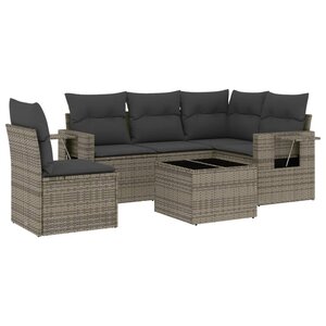 vidaXL Salon de jardin 6 Pièces avec coussins noir résine tressée