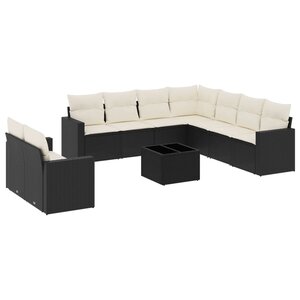 vidaXL Salon de jardin 10 Pièces avec coussins noir résine tressée