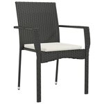 vidaXL Ensemble à manger de jardin coussins 7Pièces Noir Résine tressée