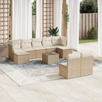 vidaXL Salon de jardin avec coussins 10 Pièces beige résine tressée