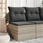vidaXL Canapé de jardin sans accoudoirs coussins gris clair poly rotin