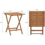 Ensemble en bois d'acacia - Composé d'une table carrée et de 2 chaises pliables