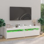 vidaXL Meubles TV 2 Pièces avec lumières LED Blanc brillant 75x35x40 cm