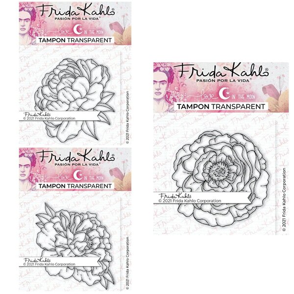 3 Tampons transparents - passion Pivoines - 9 5 x 6 5 cm