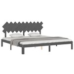vidaXL Cadre de lit avec tête de lit gris 200x200 cm bois massif