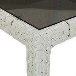 vidaXL Table de jardin 90x90x75cm Verre trempé et résine tressée Blanc